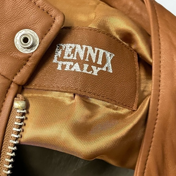 Fennix Italy jacket biker cognac Atalian leather/alligator modern fit - Picture 5 of 6